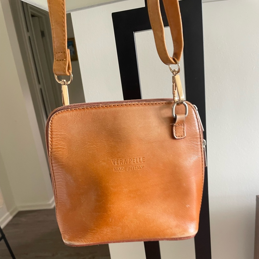 Leather Italian Purse Women’s Tan Leather Crossbody Bag